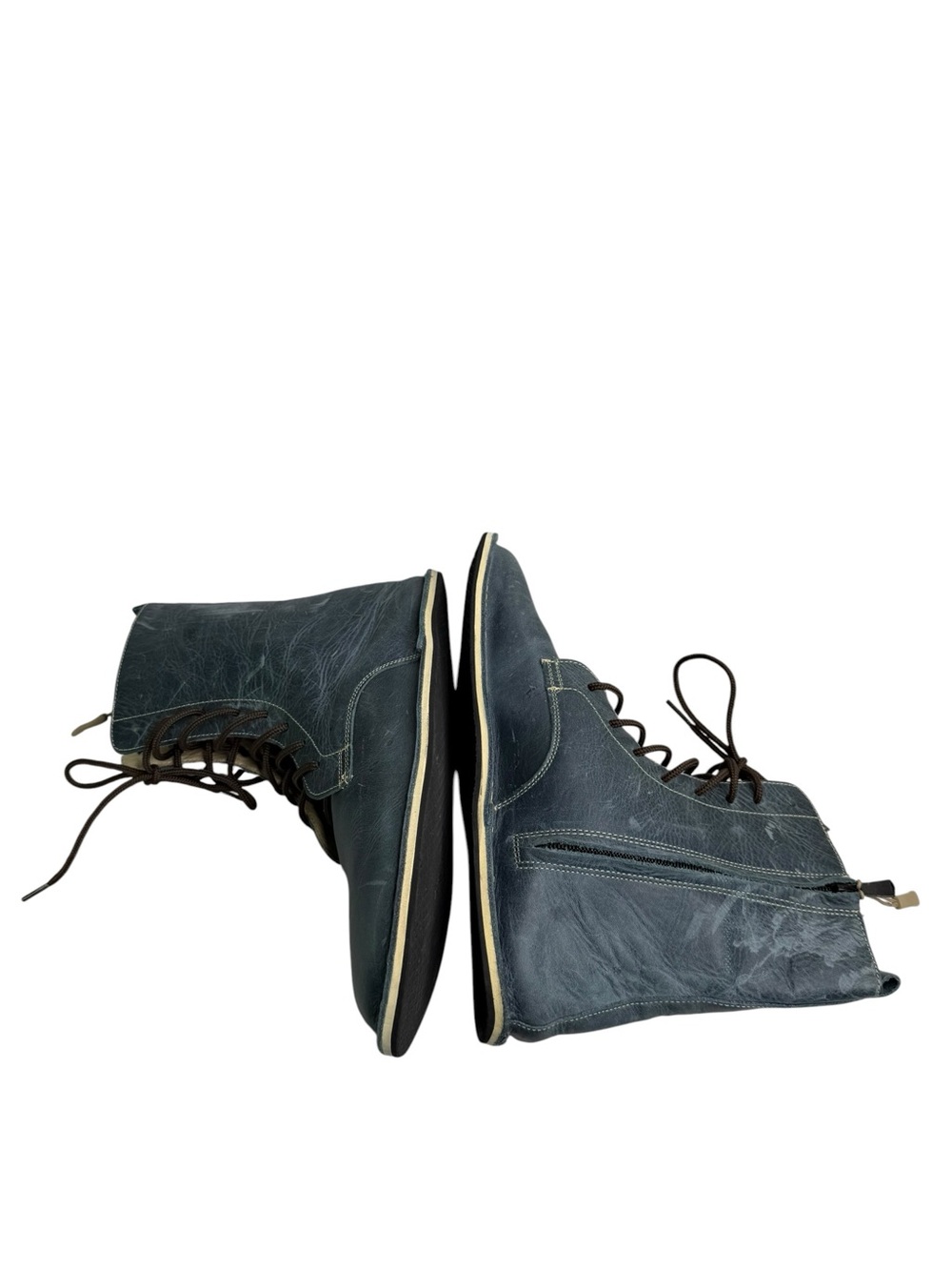 Ruby Barefoot Blue Leather Lace Up Zero Drop Wide Toebox Boots Minimalist Fall - Picture 7 of 10